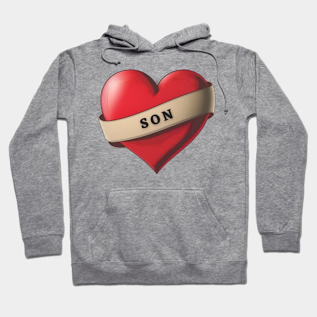 Son - Lovely Red Heart With a Ribbon Hoodie by Allifreyr@gmail.com